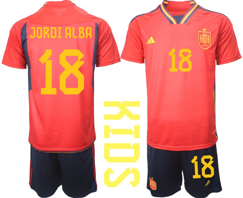 Youth 2022 World Cup National Team Spain home red 18 Soccer Jersey